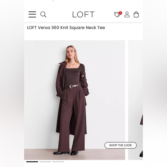 TWO Loft Versa 360 Knit Square Neck Fitted Shirts in Black and Brown - XS - Picture 2 of 9